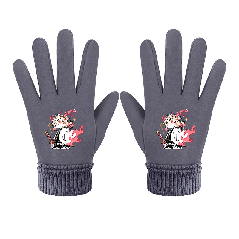 Winter Clothing Girls - Demon Slayer Anime Cartoon Fingerless Gloves