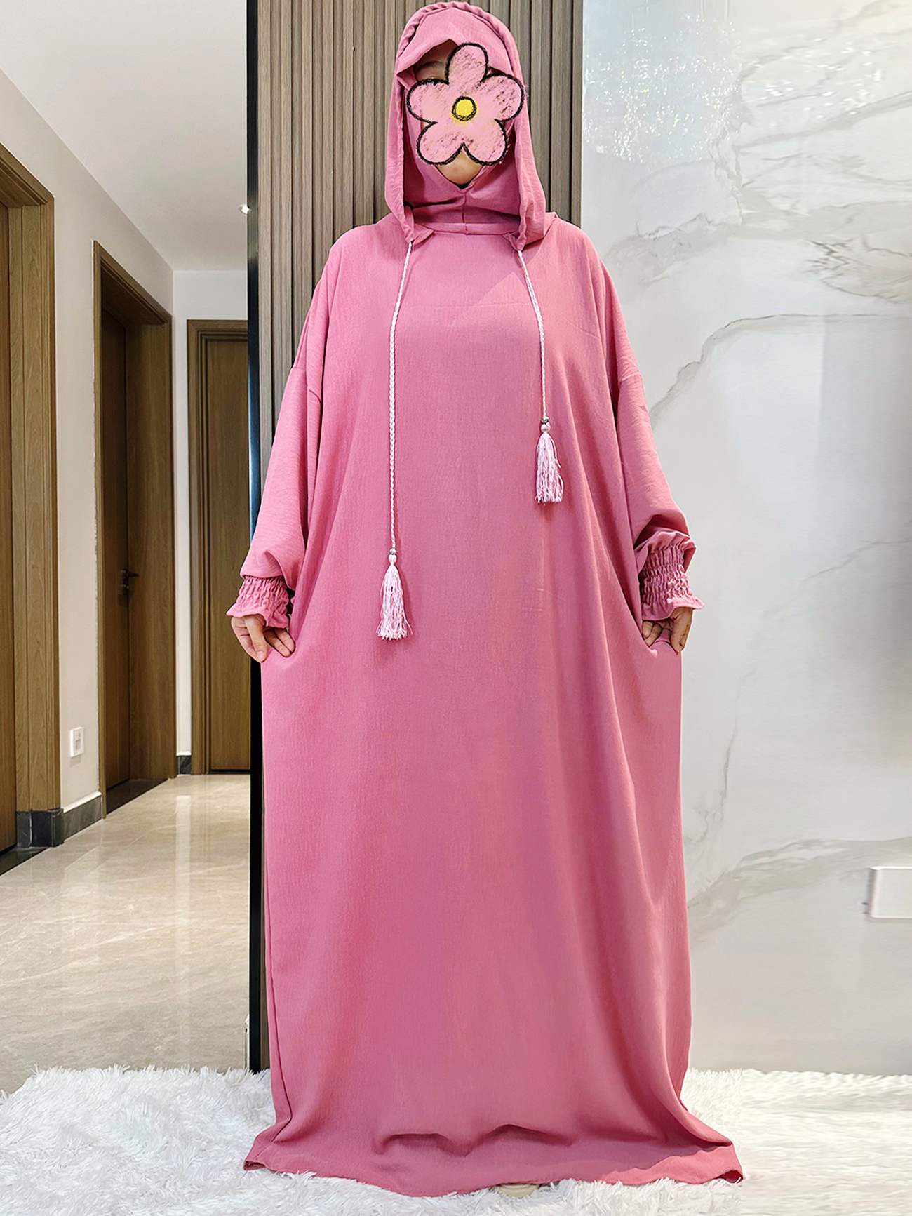 Muslim Abaya Solid Cotton Pull - Winter Clothing Dubai incelemesi ve fiyatı