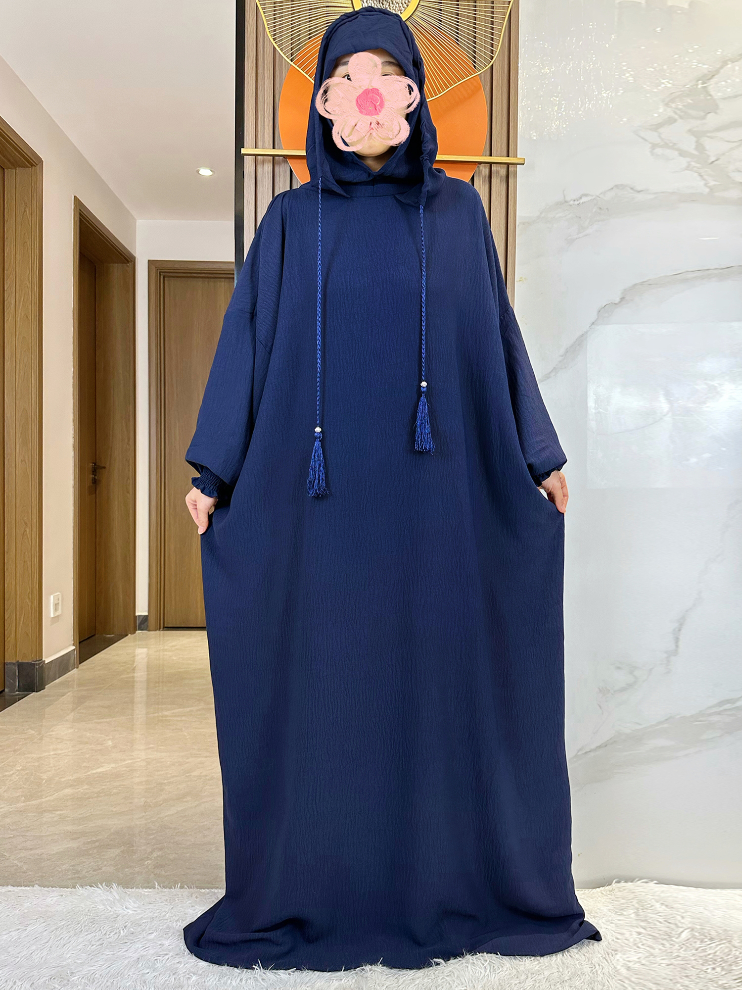 Muslim Abaya Solid Cotton Pull - Winter Clothing Dubai incelemesi ve fiyatı