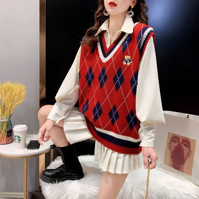 Red Knit Vests For Women Sleev - Winter Clothing Offer incelemesi ve fiyatı