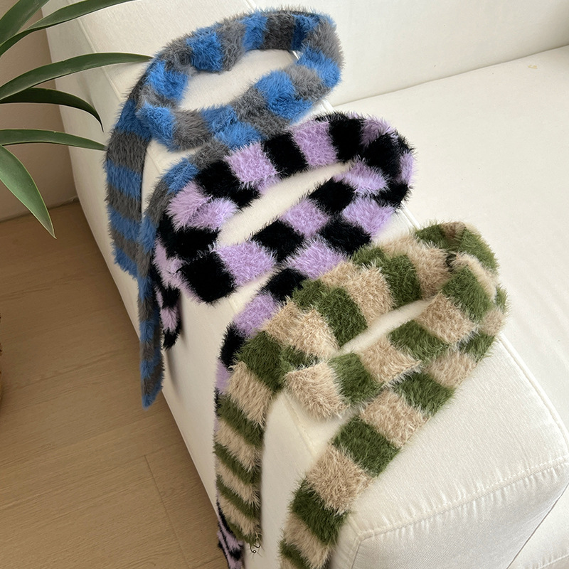 Y2k Striped Plush Narrow Long  - Winter Clothing Girls incelemesi ve fiyatı