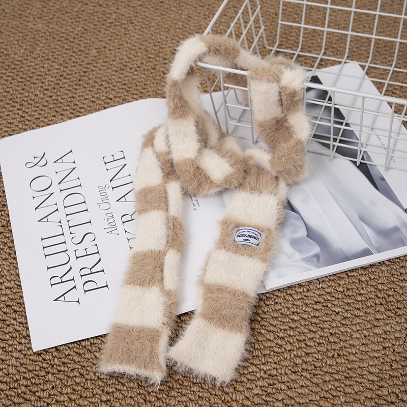 Y2k Striped Plush Narrow Long  - Winter Clothing Girls incelemesi ve fiyatı