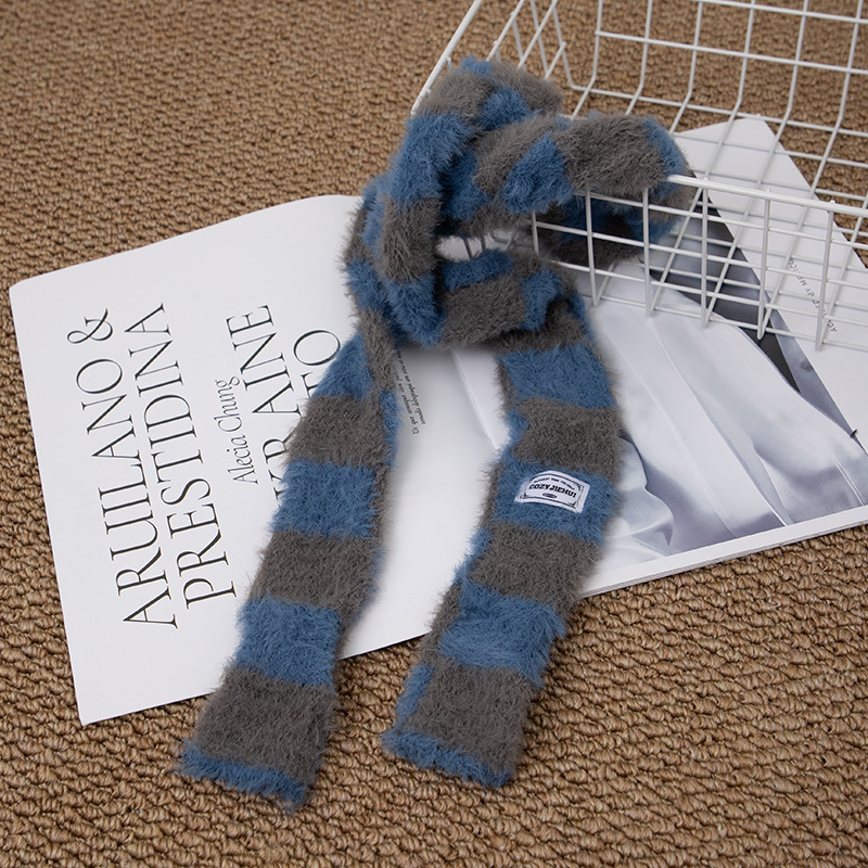 Y2k Striped Plush Narrow Long  - Winter Clothing Girls incelemesi ve fiyatı