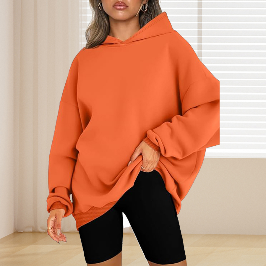 Plus Size Basic Solid Color Ho - Winter Clothing Hoodie incelemesi ve fiyatı