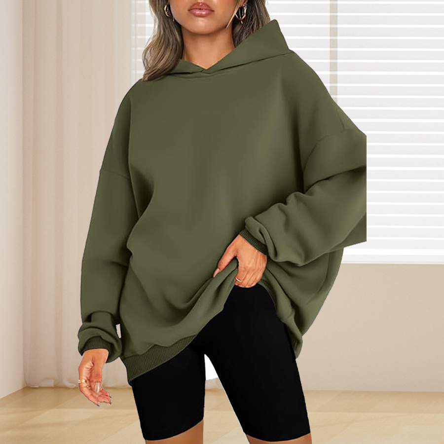 Plus Size Basic Solid Color Ho - Winter Clothing Hoodie incelemesi ve fiyatı