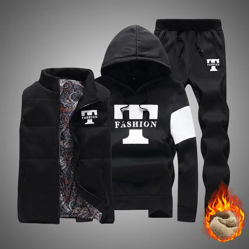 3 Pieces Set Hoodies+Vest+Pant - Winter Clothing Hoodie incelemesi ve fiyatı