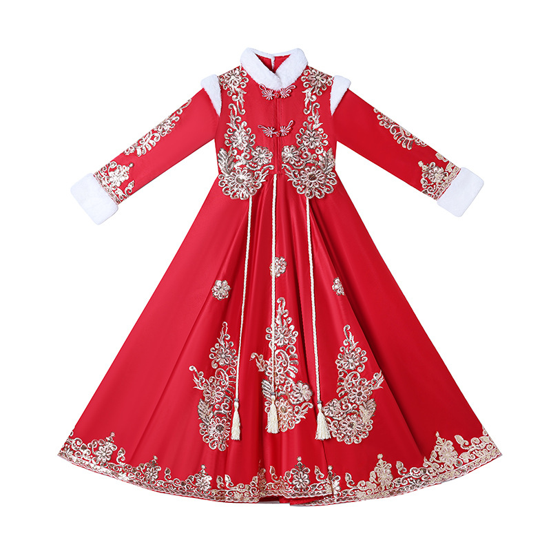 Girls Red Chinese New Year Clo - Winter Clothing Kids incelemesi ve fiyatı