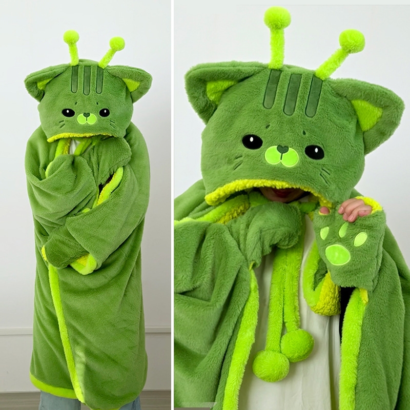 Cartoon Cute Alien Cat Hooded  - Winter Clothing Girls incelemesi ve fiyatı