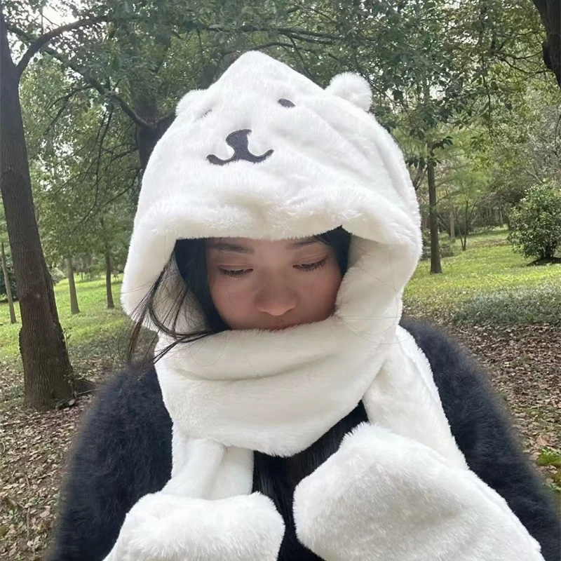 3 In 1 Plush Thick Hooded Hat  - Winter Clothing Kids incelemesi ve fiyatı